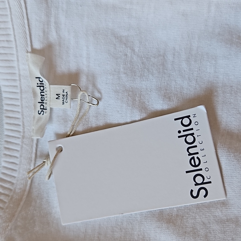 Splendid white knit cotton short seleeves blouson mini dress size medium - Picture 14 of 16
